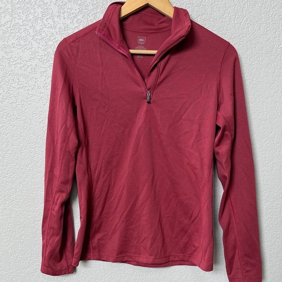 REI Quarter Zip up Long Sleeve Top Red size Small - Picture 1 of 6